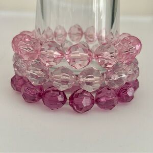 3 Stretch Bracelets in Shades of Pink